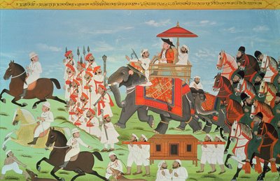 Colonel James Tod Travelling by Elephant Through Rajasthan with His Cavalry and Sepoys by Indian School